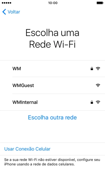 Pressione a rede Wi-Fi desejada. Pressione a rede Wi-Fi desejada.