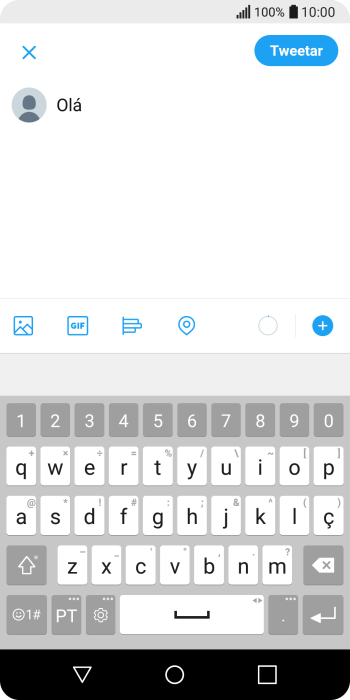 Digite o texto desejado, e pressione Tweetar. Digite o texto desejado, e pressione Tweetar.