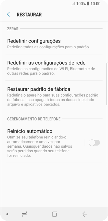Pressione Restaurar padrão de fábrica. Pressione Restaurar padrão de fábrica.
