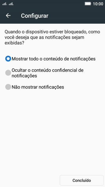 Pressione a configuração desejada. Pressione a configuração desejada.