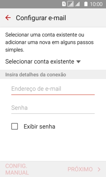Pressione Endereço de e-mail, e digite o endereço de e-mail. Pressione Endereço de e-mail, e digite o endereço de e-mail.