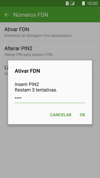 Digite o código PIN2, e pressione OK. Digite o código PIN2, e pressione OK.