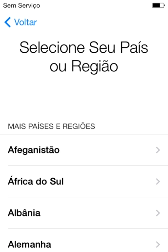 Pressione o país desejado. Pressione o país desejado.