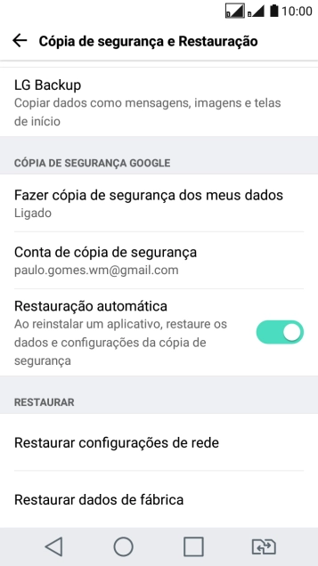 Pressione Restaurar dados de fábrica. Pressione Restaurar dados de fábrica.