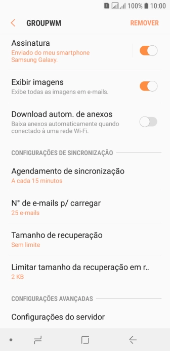 Pressione Agendamento de sincronização. Pressione Agendamento de sincronização.