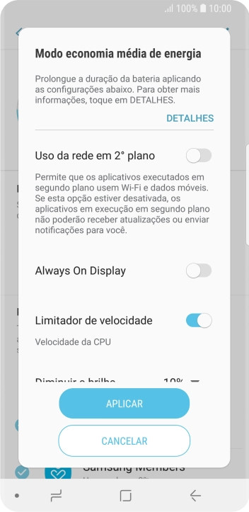 Pressione APLICAR para ativar a função. Pressione APLICAR para ativar a função.