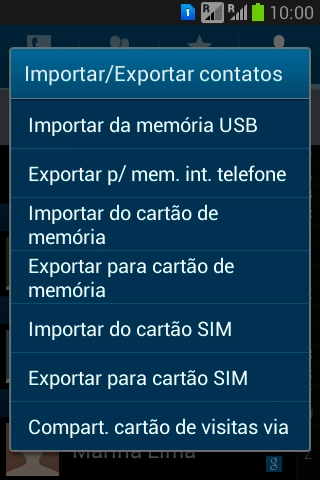 Pressione Importar do cartão SIM. Pressione Importar do cartão SIM.