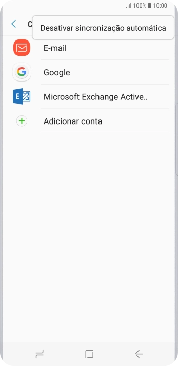 Pressione Desativar sincronização automática. Pressione Desativar sincronização automática.