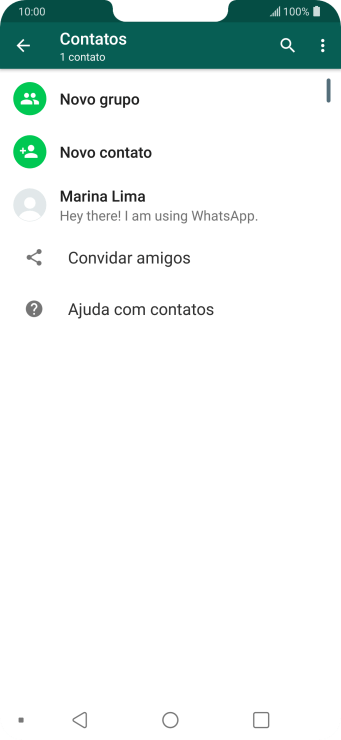 Pressione o ícone de busca, e digite as primeiras letras do nome do contato. Pressione o ícone de busca, e digite as primeiras letras do nome do contato.