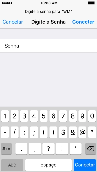 Pressione Senha, e digite a senha da sua rede Wi-Fi. Pressione Senha, e digite a senha da sua rede Wi-Fi.