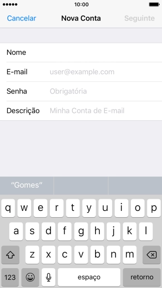 Pressione E-mail, e digite o endereço de e-mail. Pressione E-mail, e digite o endereço de e-mail.