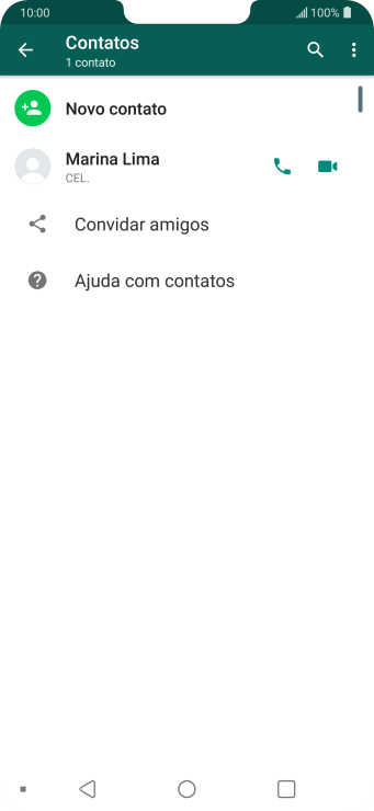 Pressione o ícone de busca, e digite as primeiras letras do nome do contato. Pressione o ícone de busca, e digite as primeiras letras do nome do contato.