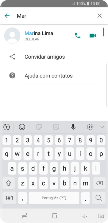 Pressione o ícone de chamada de voz para realizar uma chamada de voz para o contato. Pressione o ícone de chamada de voz para realizar uma chamada de voz para o contato.