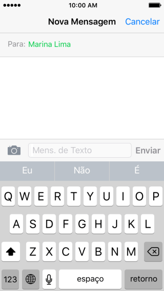 Pressione o campo de escrever, e escreva o texto da sua SMS. Pressione o campo de escrever, e escreva o texto da sua SMS.