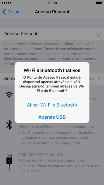 Pressione Ativar Wi-Fi e Bluetooth. Pressione Ativar Wi-Fi e Bluetooth.