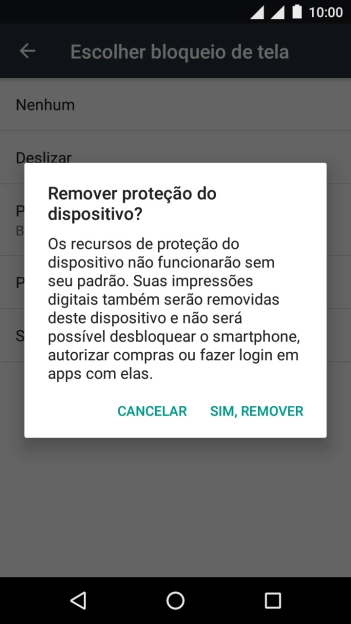 Pressione SIM, REMOVER. Pressione SIM, REMOVER.