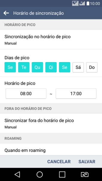 Pressione Sincronizar fora do horário de pico. Pressione Sincronizar fora do horário de pico.
