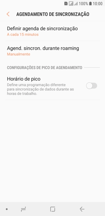 Pressione Definir agenda de sincronização. Pressione Definir agenda de sincronização.