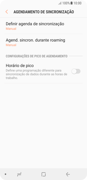 Pressione Definir agenda de sincronização. Pressione Definir agenda de sincronização.