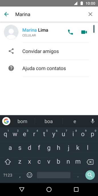 Pressione o ícone de chamada de voz para realizar uma chamada de voz para o contato. Pressione o ícone de chamada de voz para realizar uma chamada de voz para o contato.