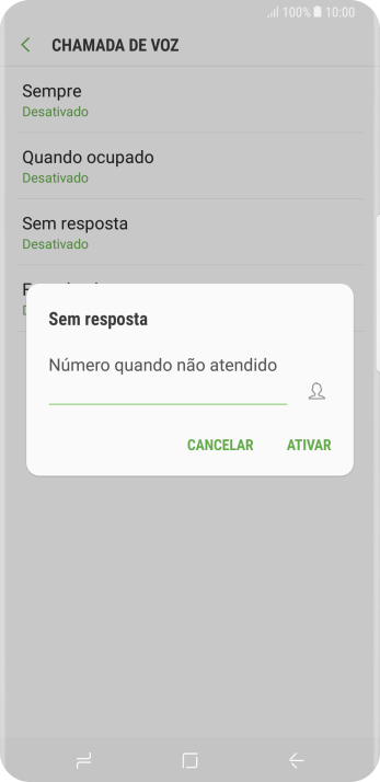 Digite o número desejado, e pressione ATIVAR. Digite o número desejado, e pressione ATIVAR.