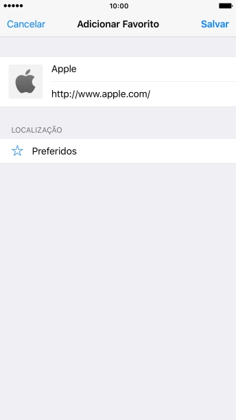 Digite o nome do favorito, e pressione Salvar. Digite o nome do favorito, e pressione Salvar.
