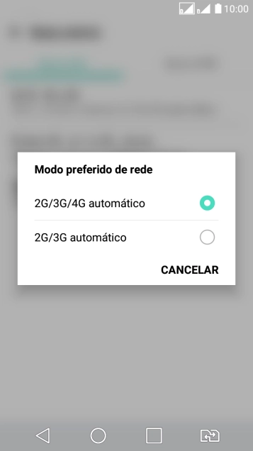 Pressione o tipo de rede. Pressione o tipo de rede.