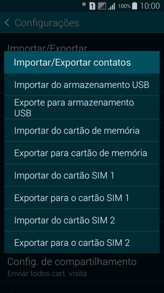 Pressione Importar do cartão SIM ‹›. Pressione Importar do cartão SIM ‹›.