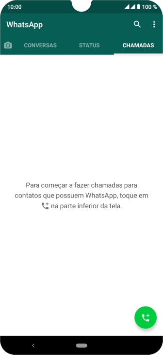 Pressione o ícone de nova chamada. Pressione o ícone de nova chamada.