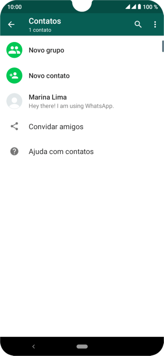 Pressione o ícone de busca, e digite as primeiras letras do nome do contato. Pressione o ícone de busca, e digite as primeiras letras do nome do contato.