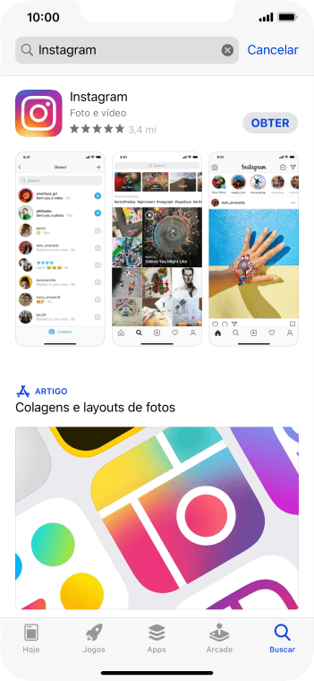 Pressione Instagram. Pressione Instagram.