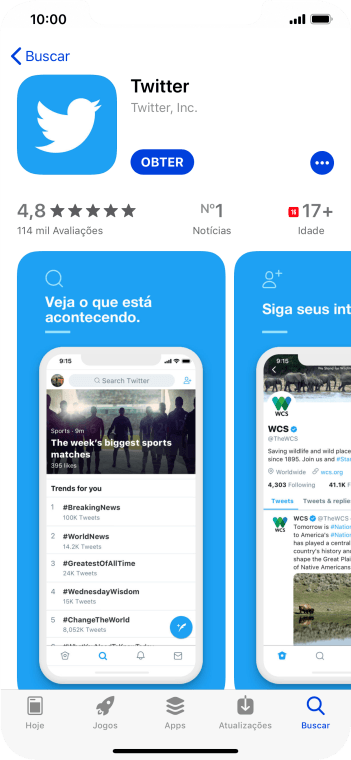 Pressione OBTER, e siga as indicações da tela para instalar o app. Pressione OBTER, e siga as indicações da tela para instalar o app.