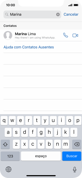 Pressione o ícone de chamada de voz ao lado do contato desejado para realizar uma chamada de voz para seu contato. Pressione o ícone de chamada de voz ao lado do contato desejado para realizar uma chamada de voz para seu contato.