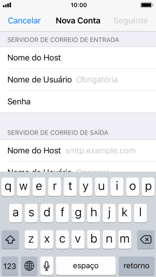 Pressione Nome de Usuário, e digite o nome de usuário da sua conta e-mail. Pressione Nome de Usuário, e digite o nome de usuário da sua conta e-mail.