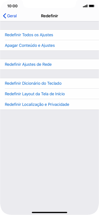 Pressione Redefinir Todos os Ajustes. Pressione Redefinir Todos os Ajustes.