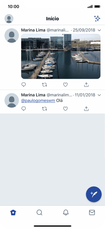 Pressione o ícone de novo tweet. Pressione o ícone de novo tweet.
