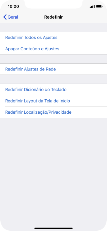 Pressione Redefinir Todos os Ajustes. Pressione Redefinir Todos os Ajustes.