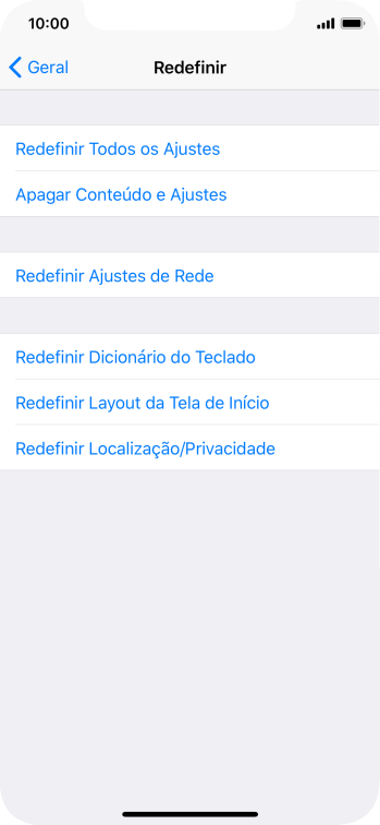 Pressione Redefinir Todos os Ajustes. Pressione Redefinir Todos os Ajustes.