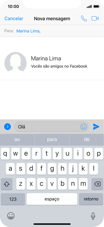 Escreva a mensagem desejada, e pressione o ícone de enviar. Escreva a mensagem desejada, e pressione o ícone de enviar.