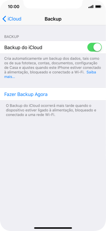 Pressione Fazer Backup Agora, e aguarde enquanto é feita uma cópia de segurança do conteúdo da memória do celular. Pressione Fazer Backup Agora, e aguarde enquanto é feita uma cópia de segurança do conteúdo da memória do celular.