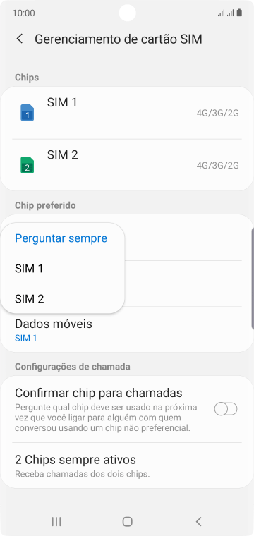 Pressione a configuração desejada. Pressione a configuração desejada.