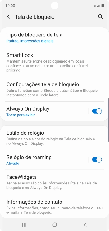 Pressione Tipo de bloqueio de tela, e digite o código de bloqueio atual. Pressione Tipo de bloqueio de tela, e digite o código de bloqueio atual.