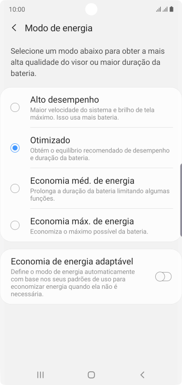 Pressione o tipo de configuração desejada para ativar a função. Pressione o tipo de configuração desejada para ativar a função.