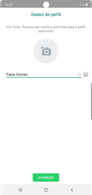 Digite o nome do usuário, e pressione AVANÇAR. Digite o nome do usuário, e pressione AVANÇAR.