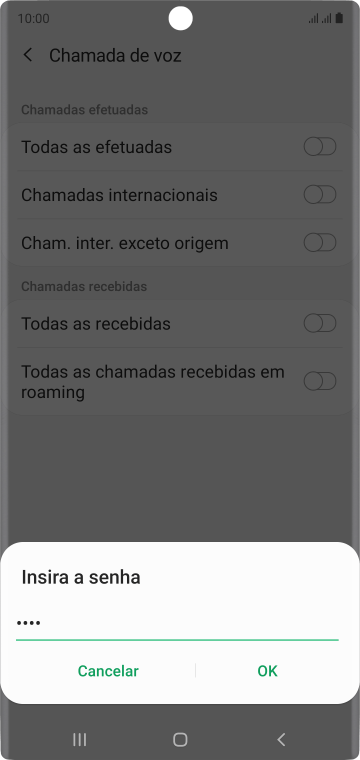Digite sua senha de bloqueio, e pressione OK. Digite sua senha de bloqueio, e pressione OK.