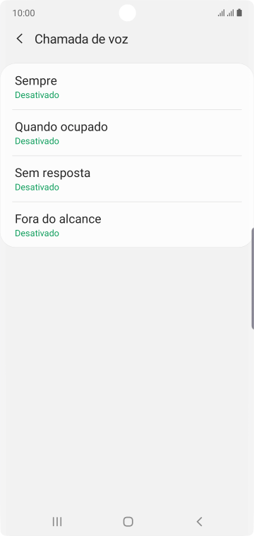 Pressione o tipo de encaminhamento desejado. Pressione o tipo de encaminhamento desejado.