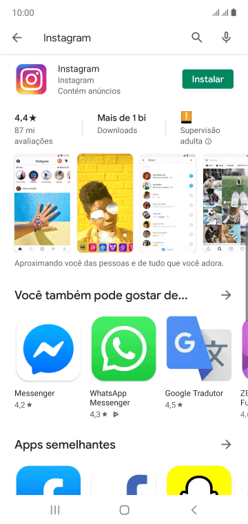 Pressione Instagram. Pressione Instagram.