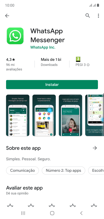 Pressione Instalar, e siga as indicações da tela para instalar o app. Pressione Instalar, e siga as indicações da tela para instalar o app.