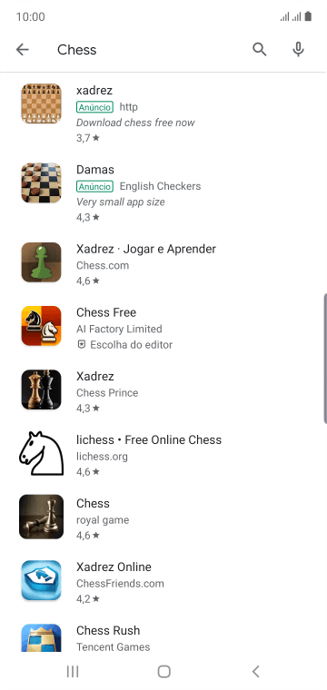 Pressione o app desejado. Pressione o app desejado.