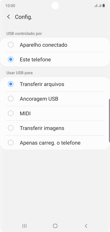 Pressione Transferir arquivos para ativar a função. Pressione Transferir arquivos para ativar a função.
